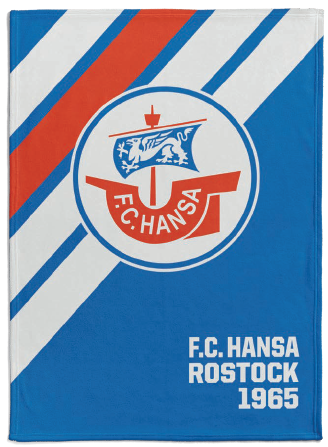Hansa Rostock Retro Flanell-Fleecedecke Streifen