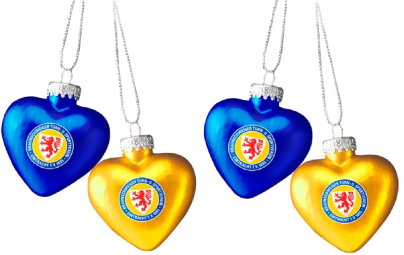 Eintracht Braunschweig Weihnachtsschmuck Herz 4er